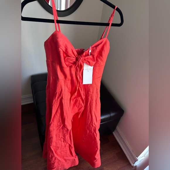 NWT Zimmermann Crush Tie Front Linen Midi Dress 2 US8 - Picture 14 of 15